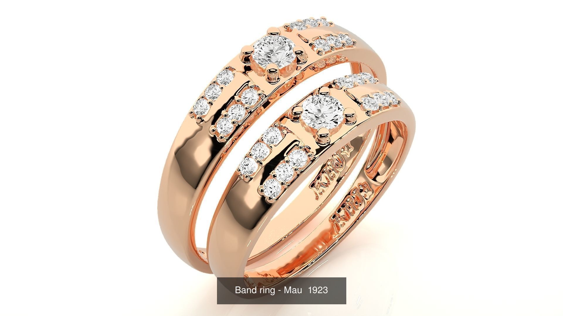 150 Solitaire Couple Bands Ring  3D Model Collection_93