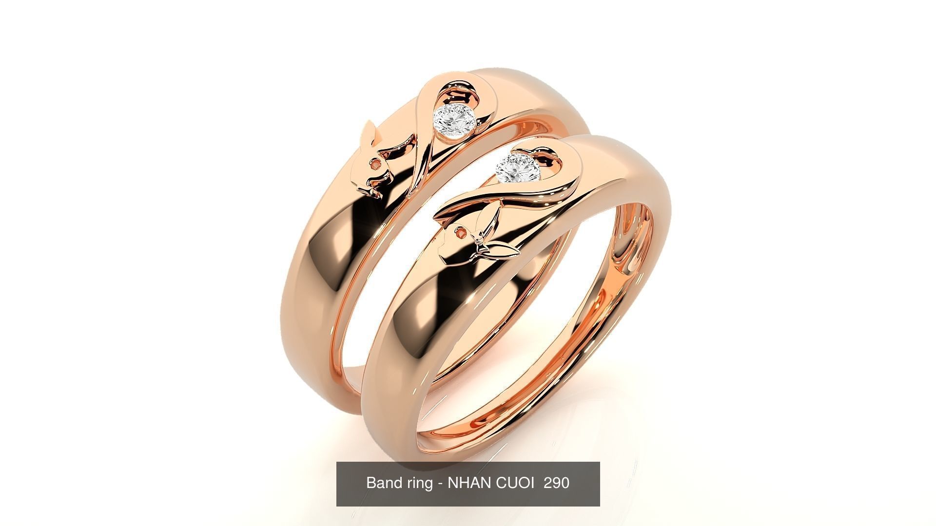150 Solitaire Couple Bands Ring  3D Model Collection_155