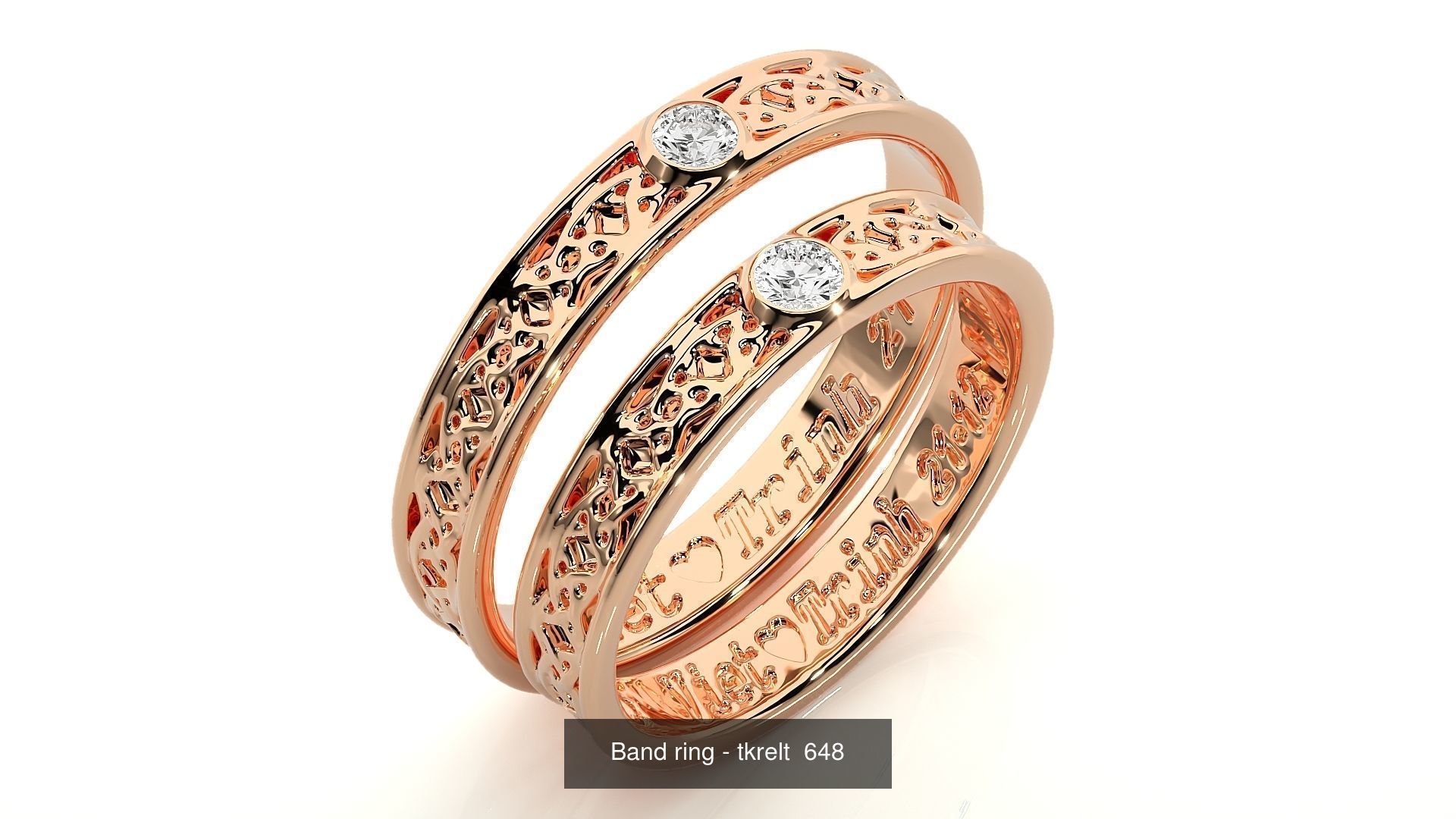 150 Solitaire Couple Bands Ring  3D Model Collection_161
