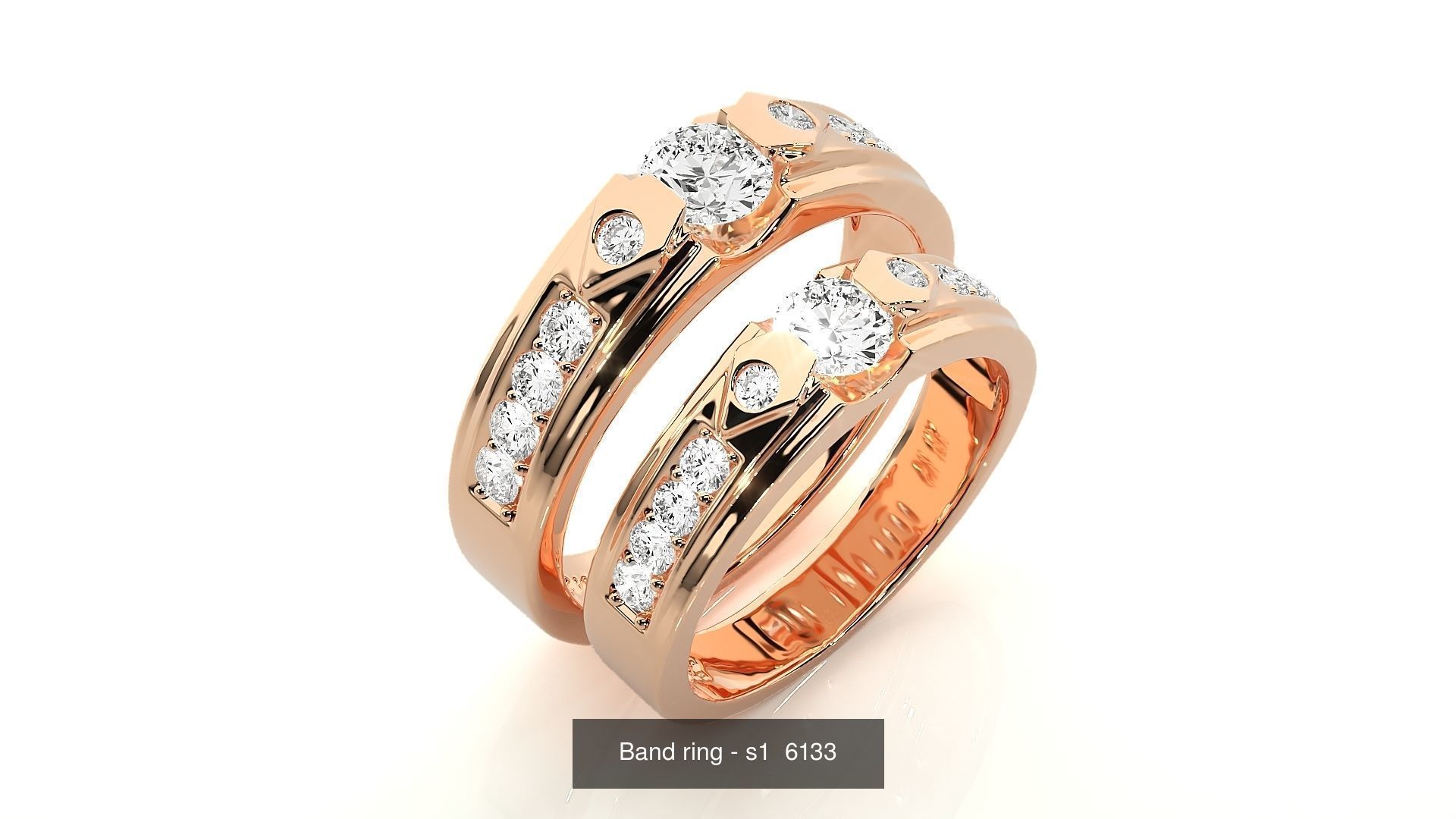 150 Solitaire Couple Bands Ring  3D Model Collection_166