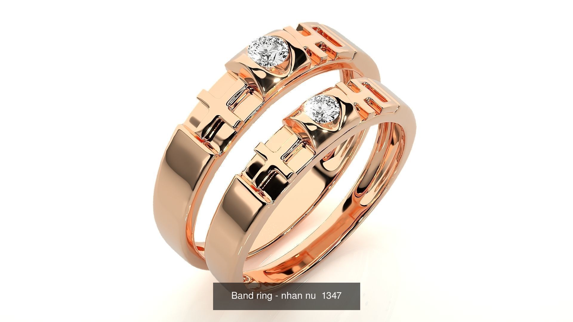 150 Solitaire Couple Bands Ring  3D Model Collection_145