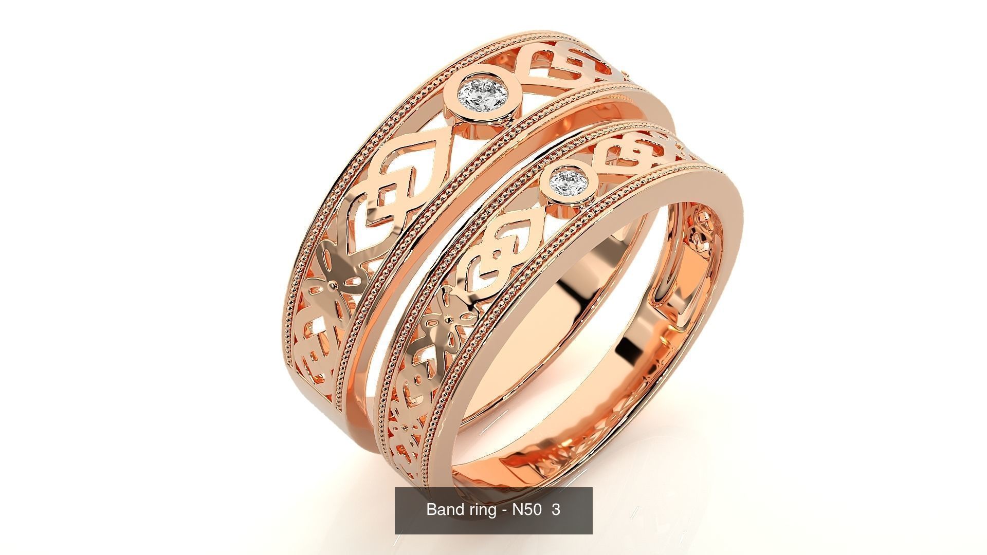 150 Solitaire Couple Bands Ring  3D Model Collection_61