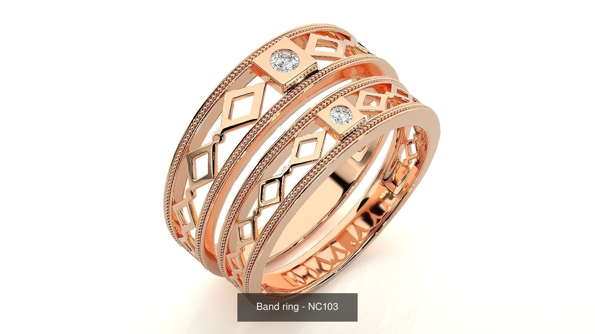 150 Solitaire Couple Bands Ring  3D Model Collection_54