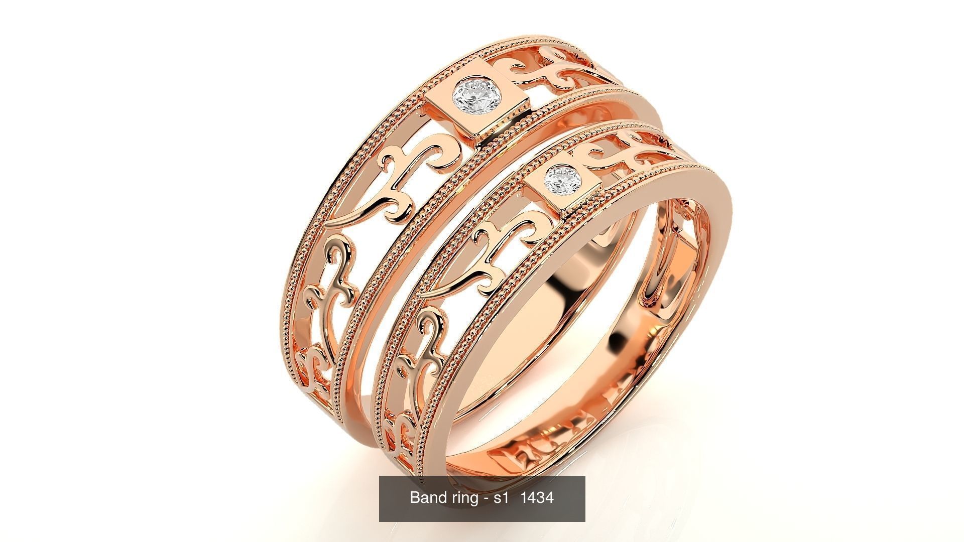 150 Solitaire Couple Bands Ring  3D Model Collection_109