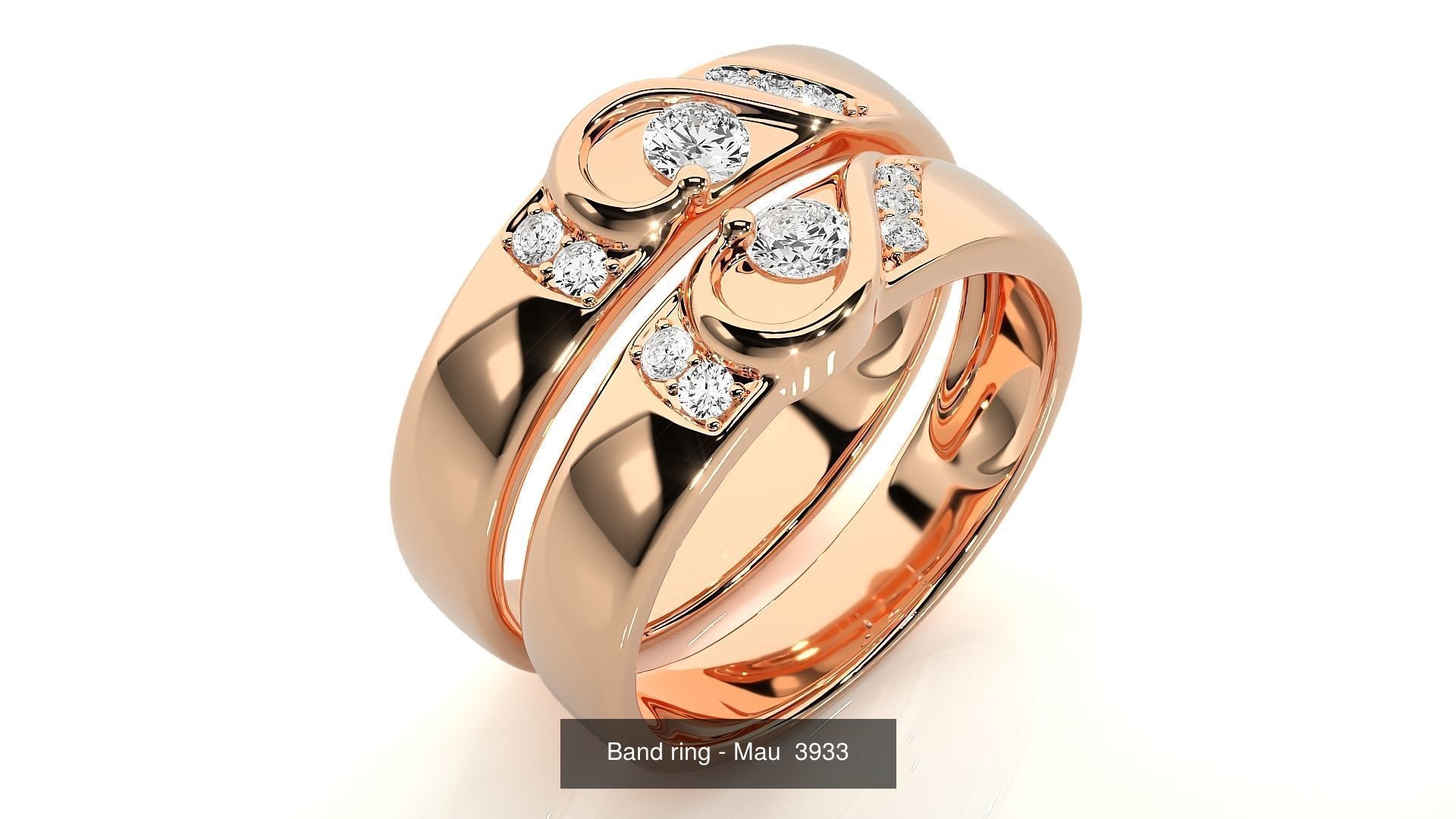150 Solitaire Couple Bands Ring  3D Model Collection_89