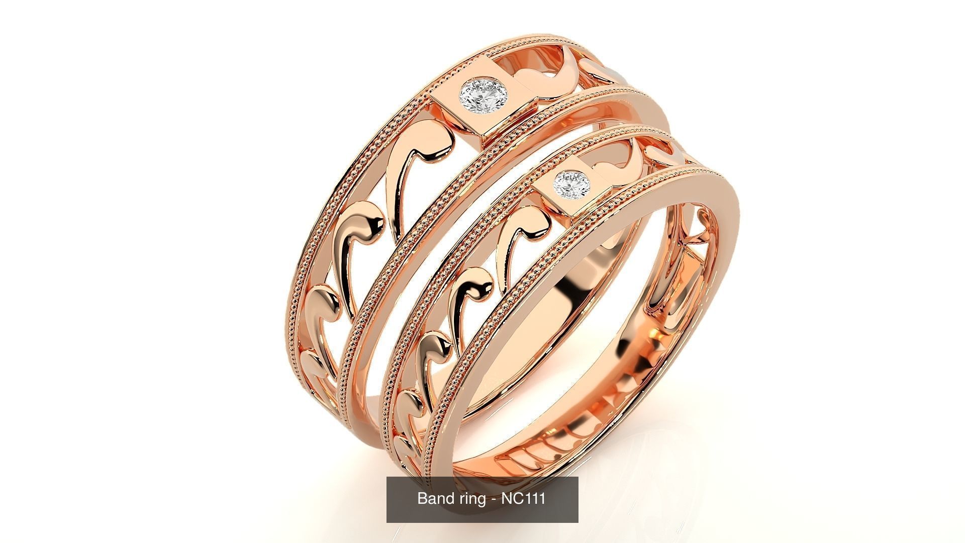 150 Solitaire Couple Bands Ring  3D Model Collection_46