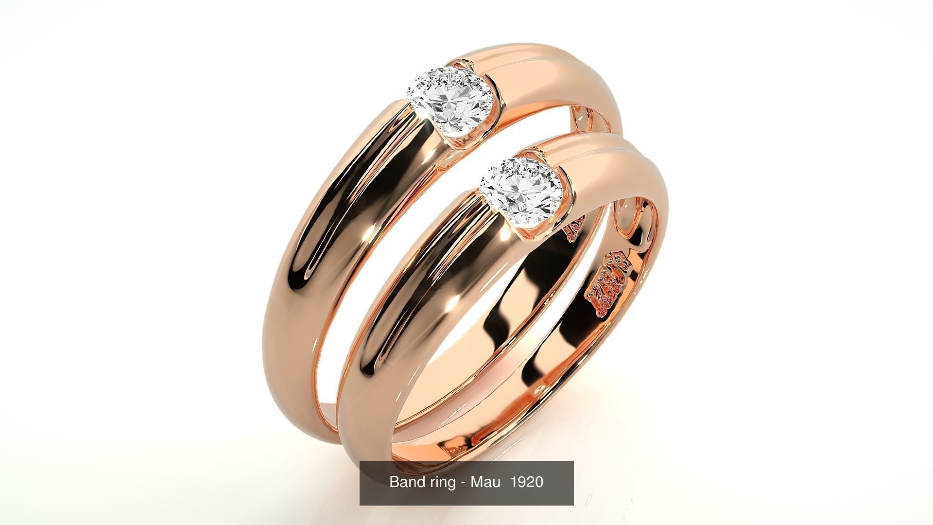 150 Solitaire Couple Bands Ring  3D Model Collection_96