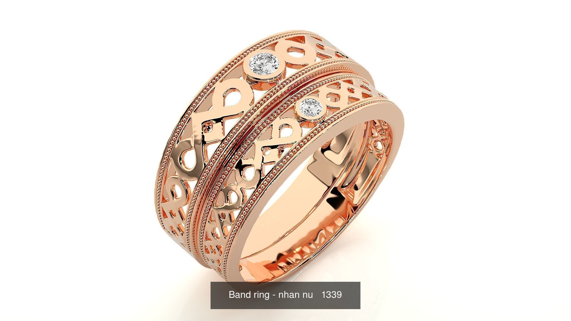 150 Solitaire Couple Bands Ring  3D Model Collection_148