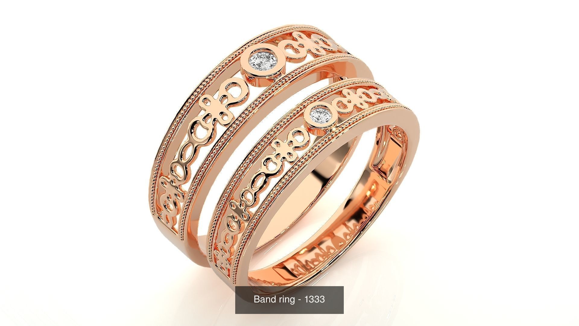 150 Solitaire Couple Bands Ring  3D Model Collection_157