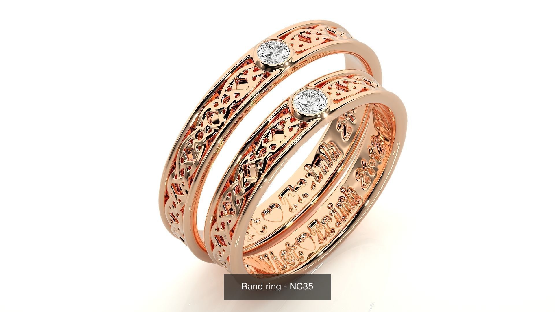 150 Solitaire Couple Bands Ring  3D Model Collection_35