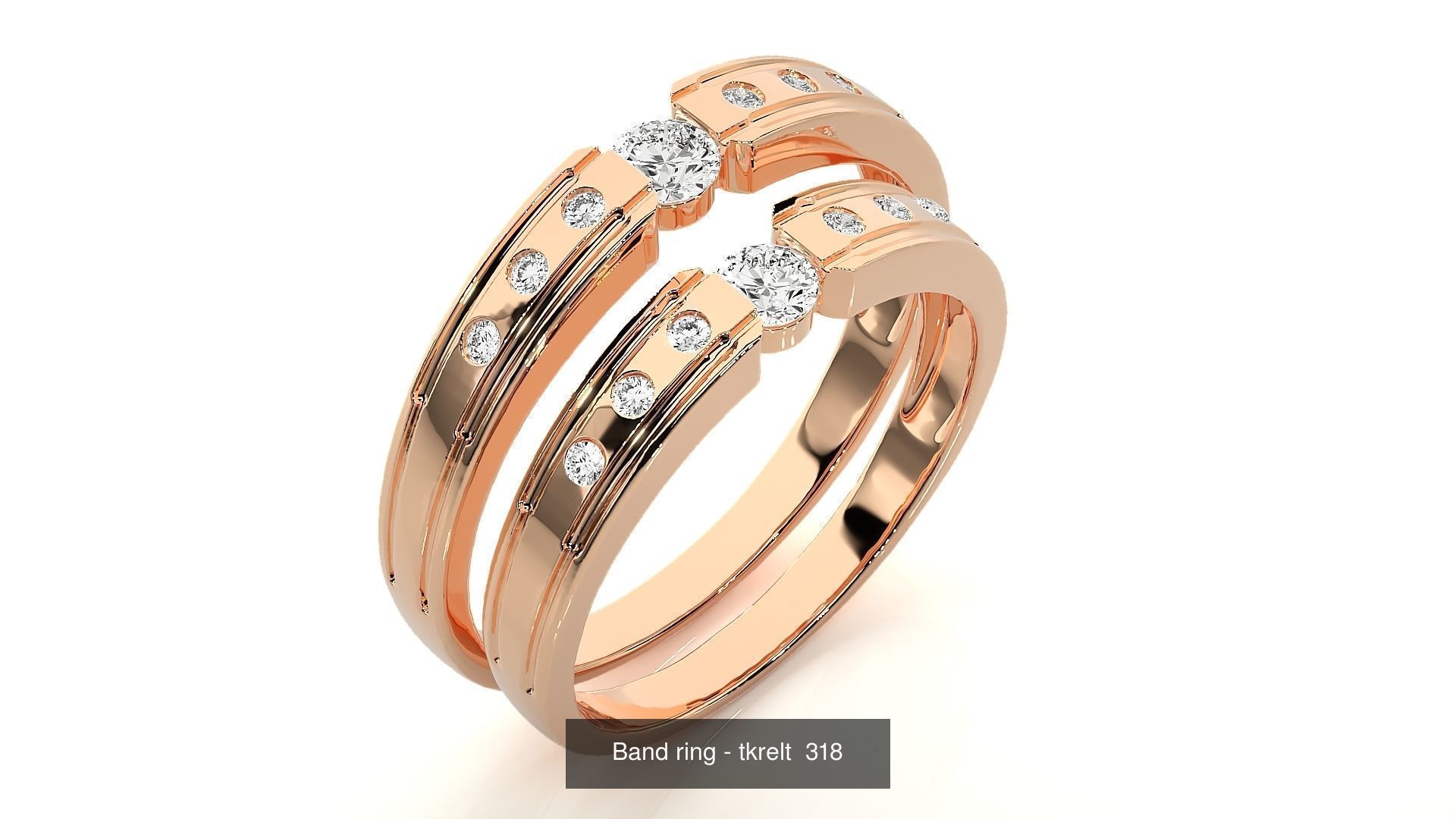150 Solitaire Couple Bands Ring  3D Model Collection_163