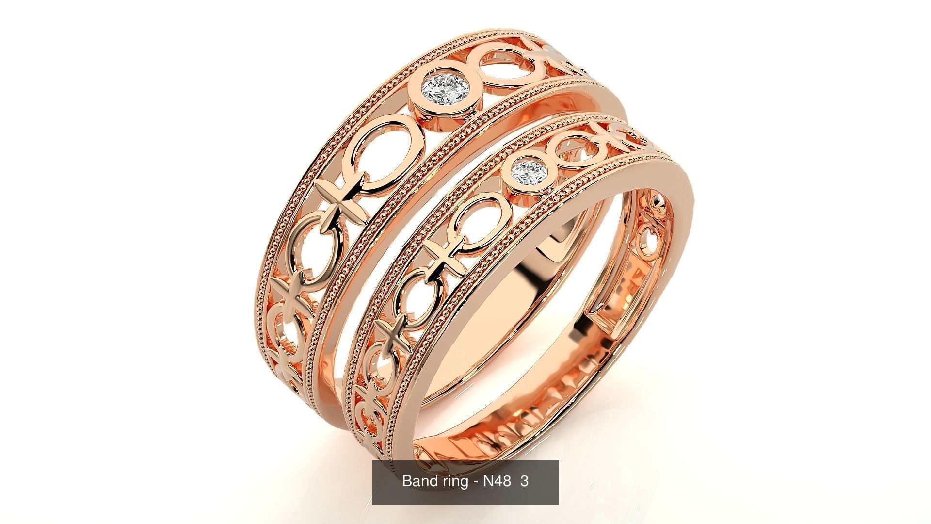 150 Solitaire Couple Bands Ring  3D Model Collection_63