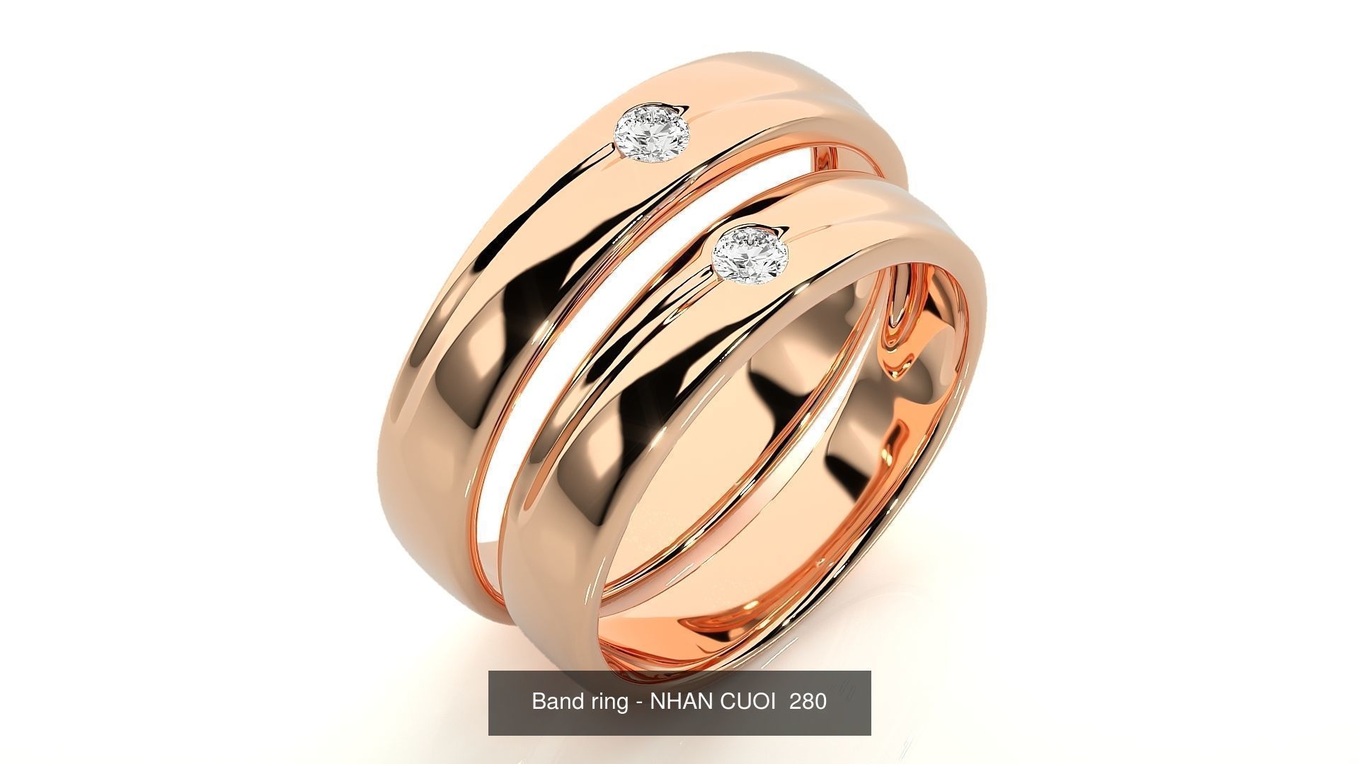 150 Solitaire Couple Bands Ring  3D Model Collection_25