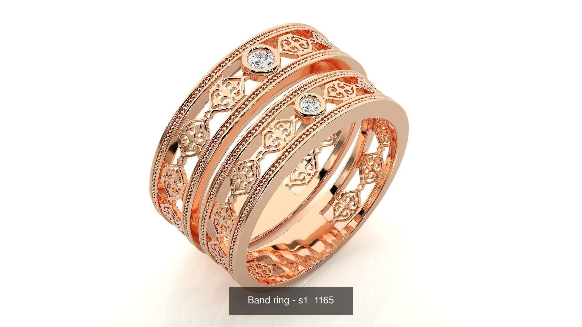 150 Solitaire Couple Bands Ring  3D Model Collection_121