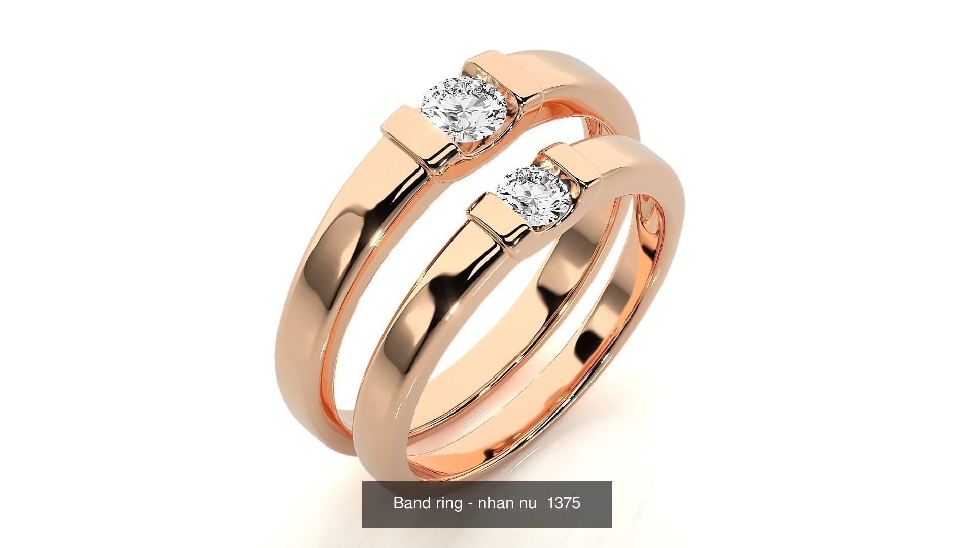 150 Solitaire Couple Bands Ring  3D Model Collection_138