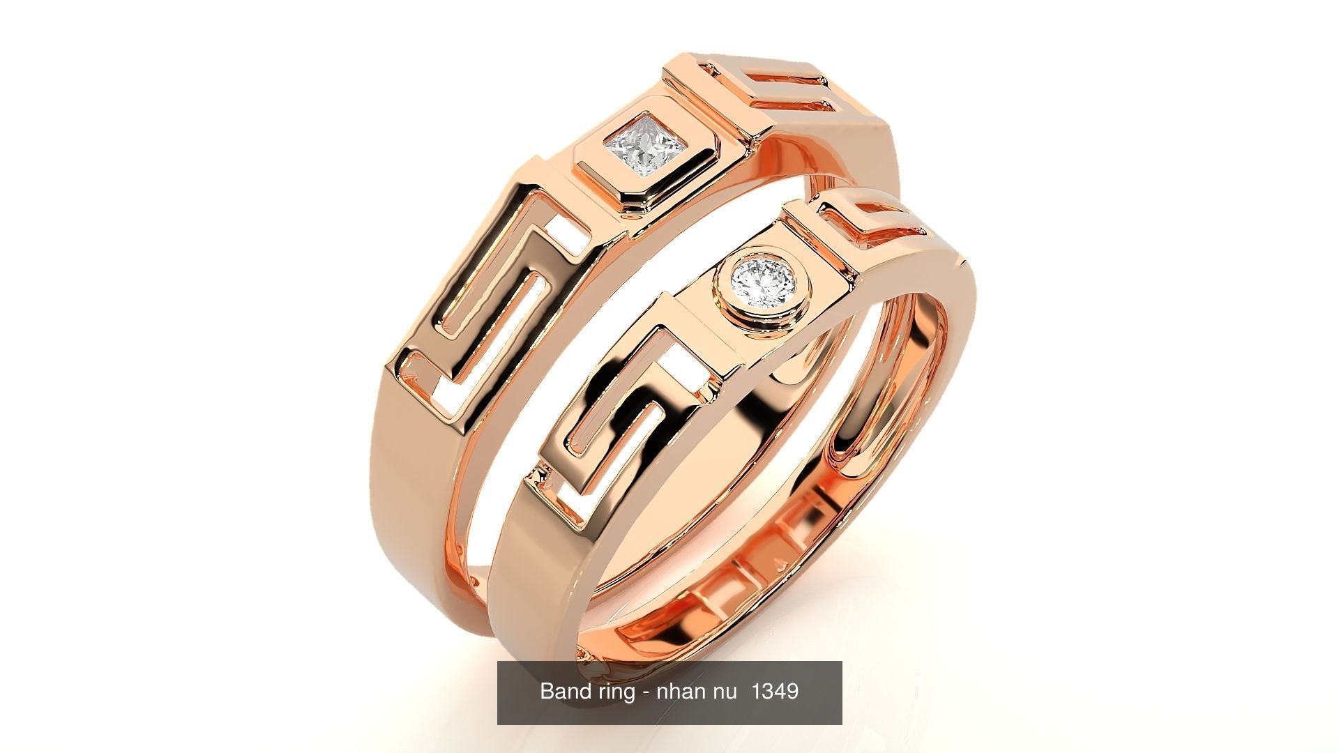 150 Solitaire Couple Bands Ring  3D Model Collection_144