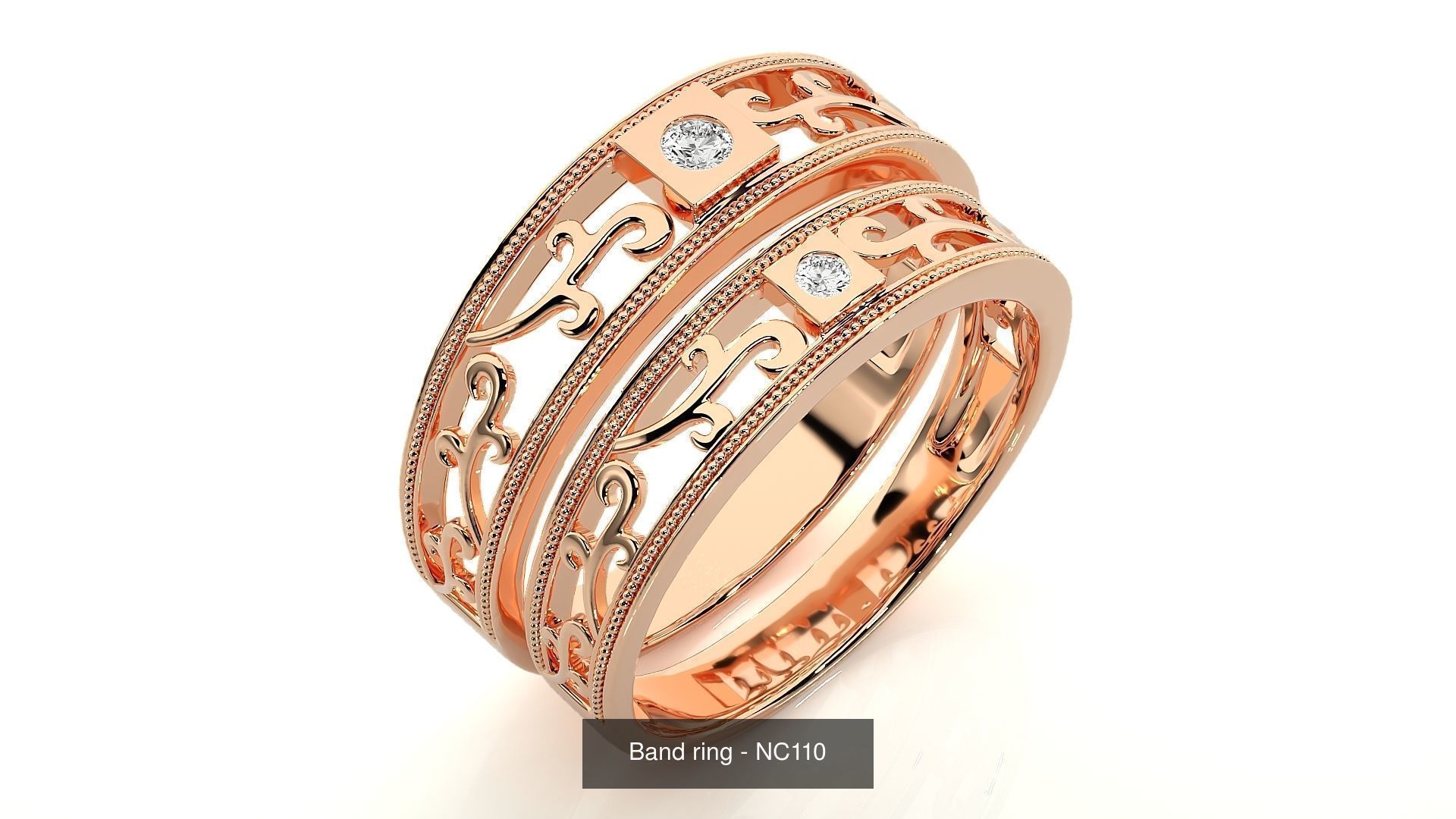 150 Solitaire Couple Bands Ring  3D Model Collection_47