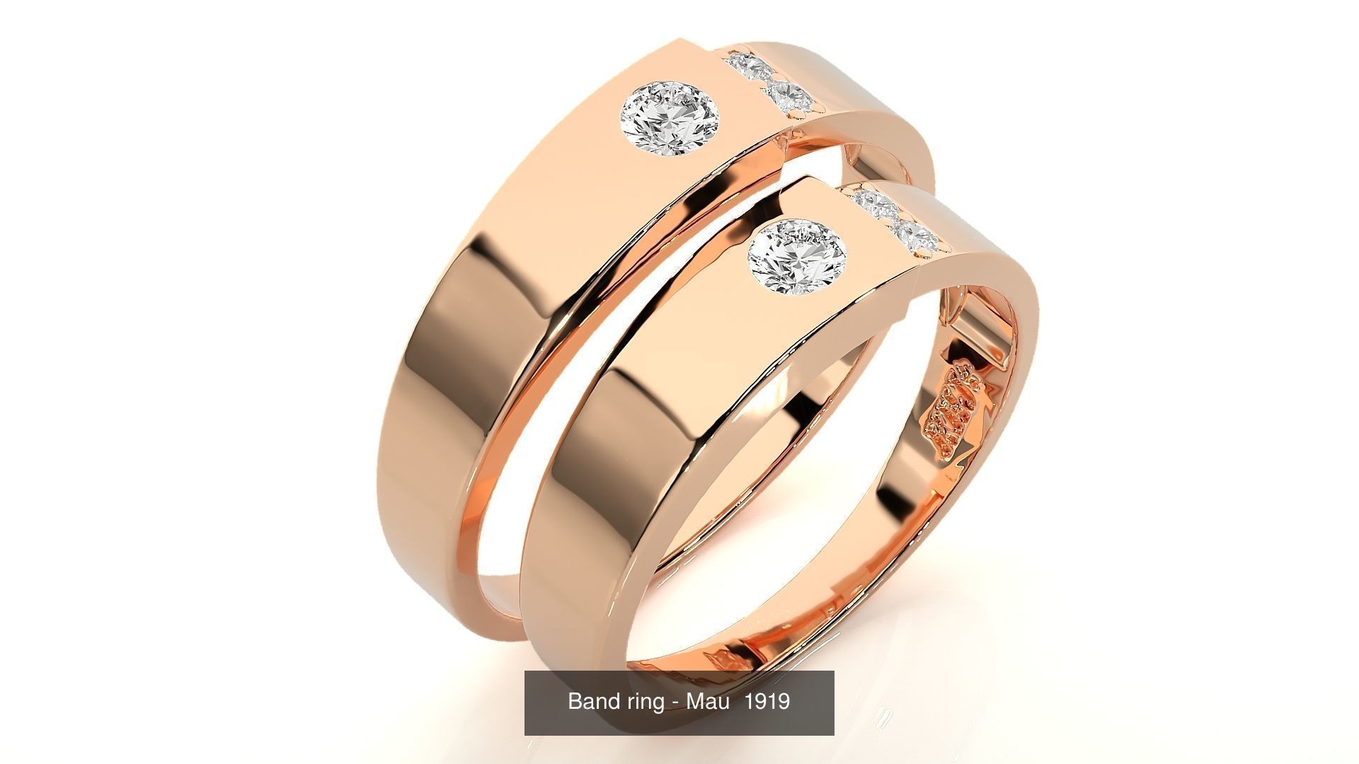 150 Solitaire Couple Bands Ring  3D Model Collection_97