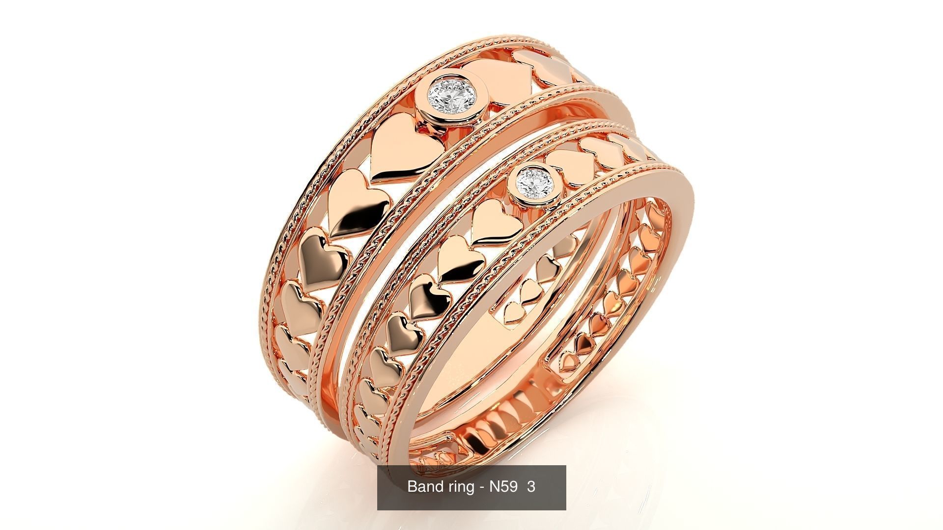 150 Solitaire Couple Bands Ring  3D Model Collection_59