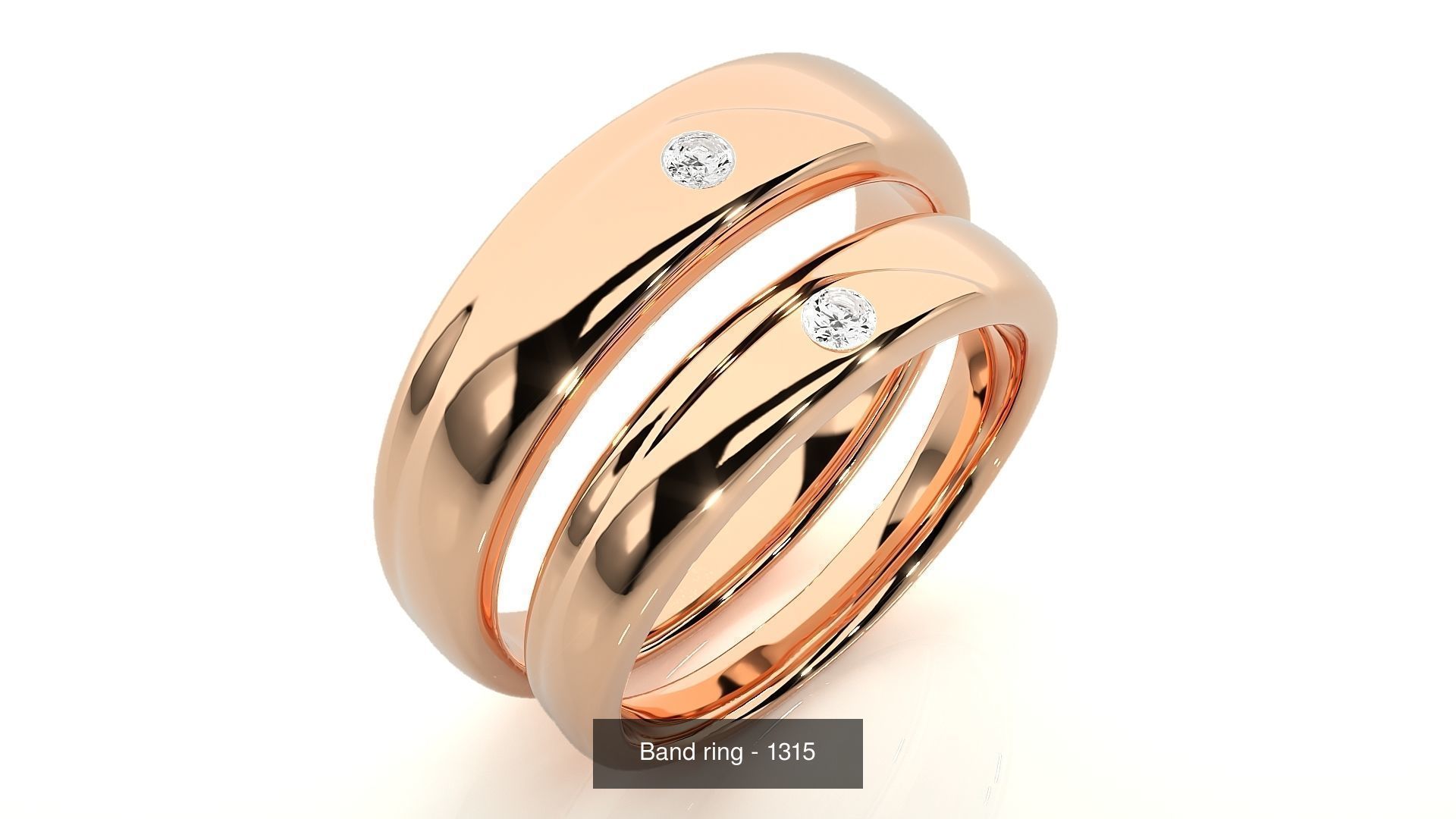 150 Solitaire Couple Bands Ring  3D Model Collection_129