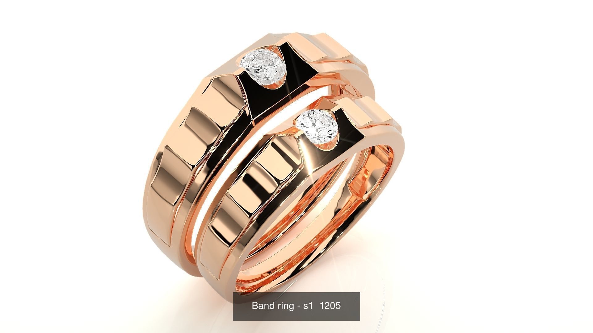 150 Solitaire Couple Bands Ring  3D Model Collection_120
