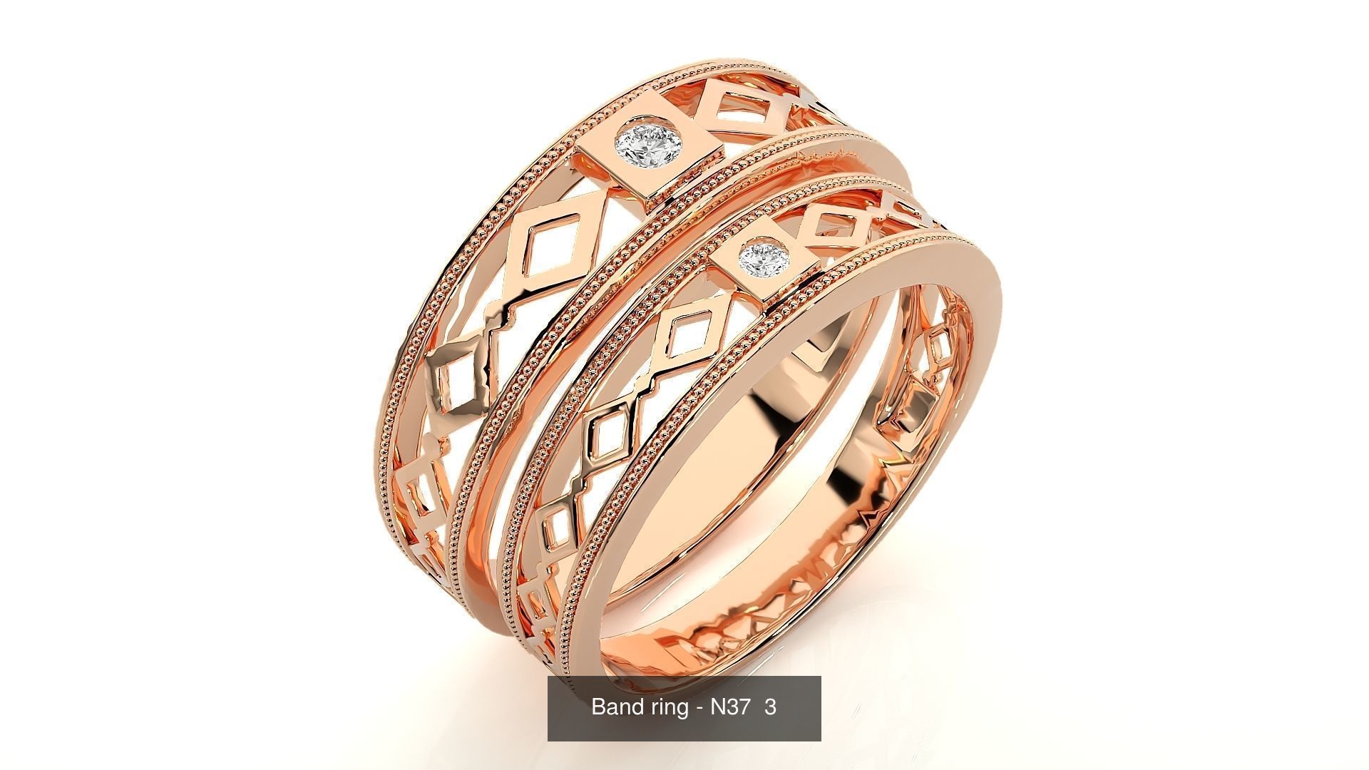 150 Solitaire Couple Bands Ring  3D Model Collection_71