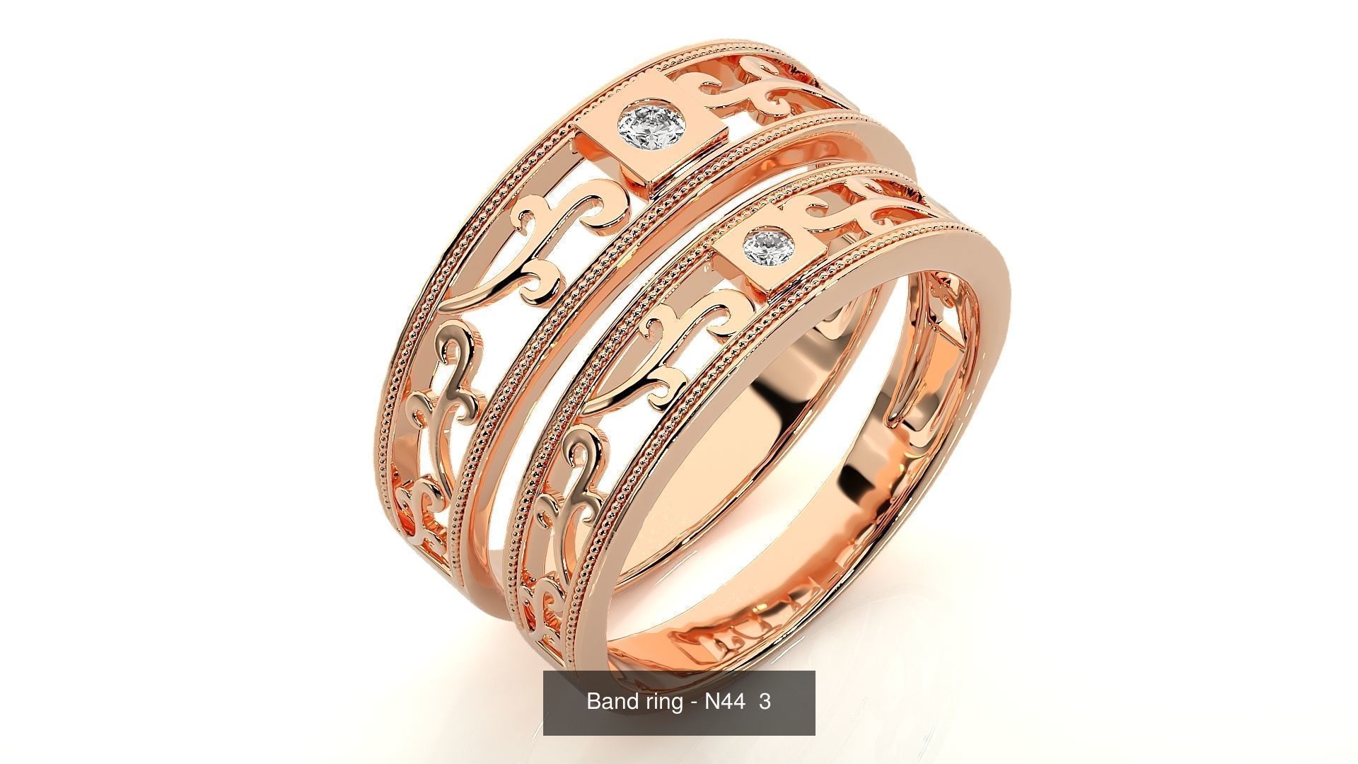 150 Solitaire Couple Bands Ring  3D Model Collection_66