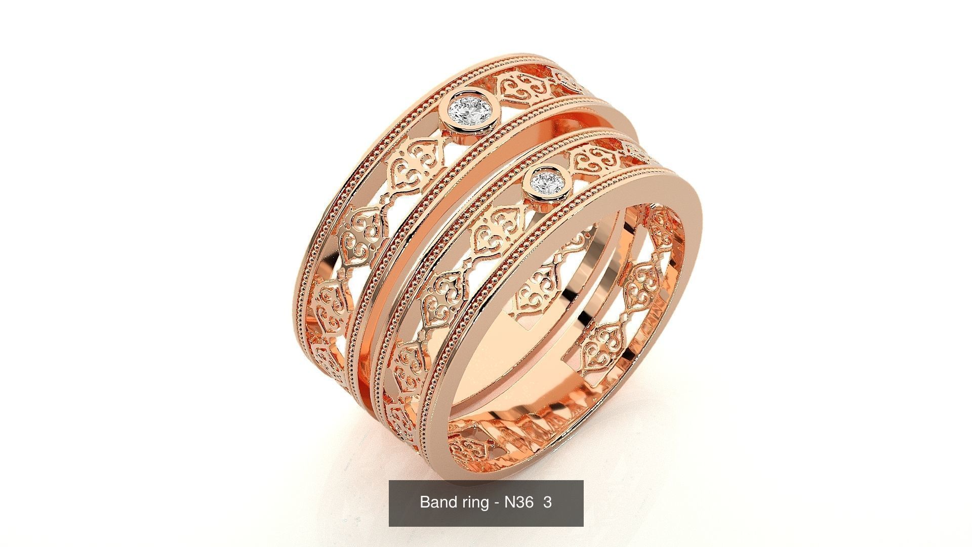 150 Solitaire Couple Bands Ring  3D Model Collection_72