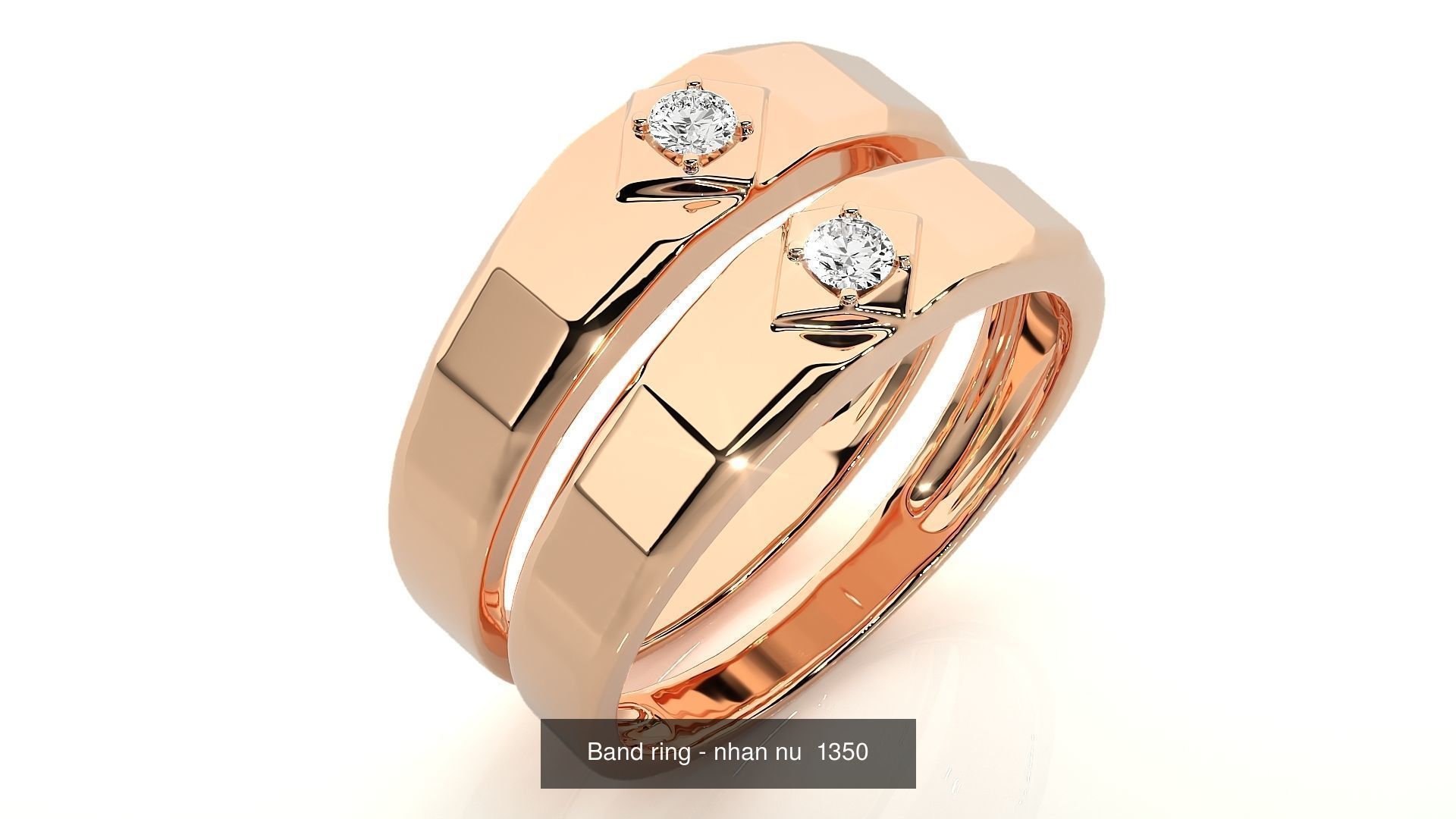 150 Solitaire Couple Bands Ring  3D Model Collection_143