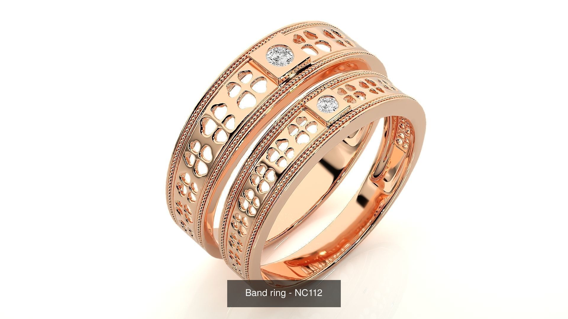 150 Solitaire Couple Bands Ring  3D Model Collection_45