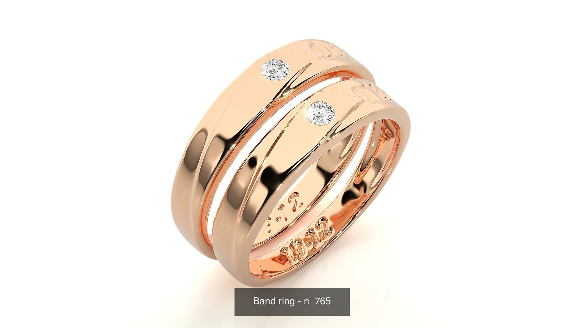 150 Solitaire Couple Bands Ring  3D Model Collection_73
