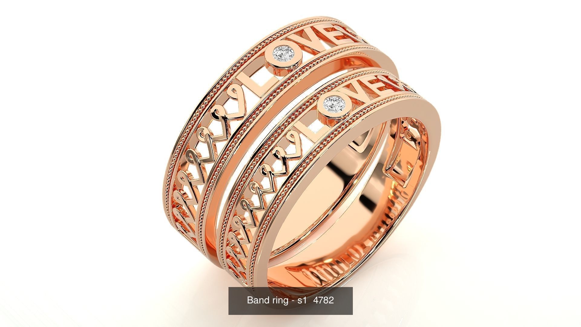 150 Solitaire Couple Bands Ring  3D Model Collection_168