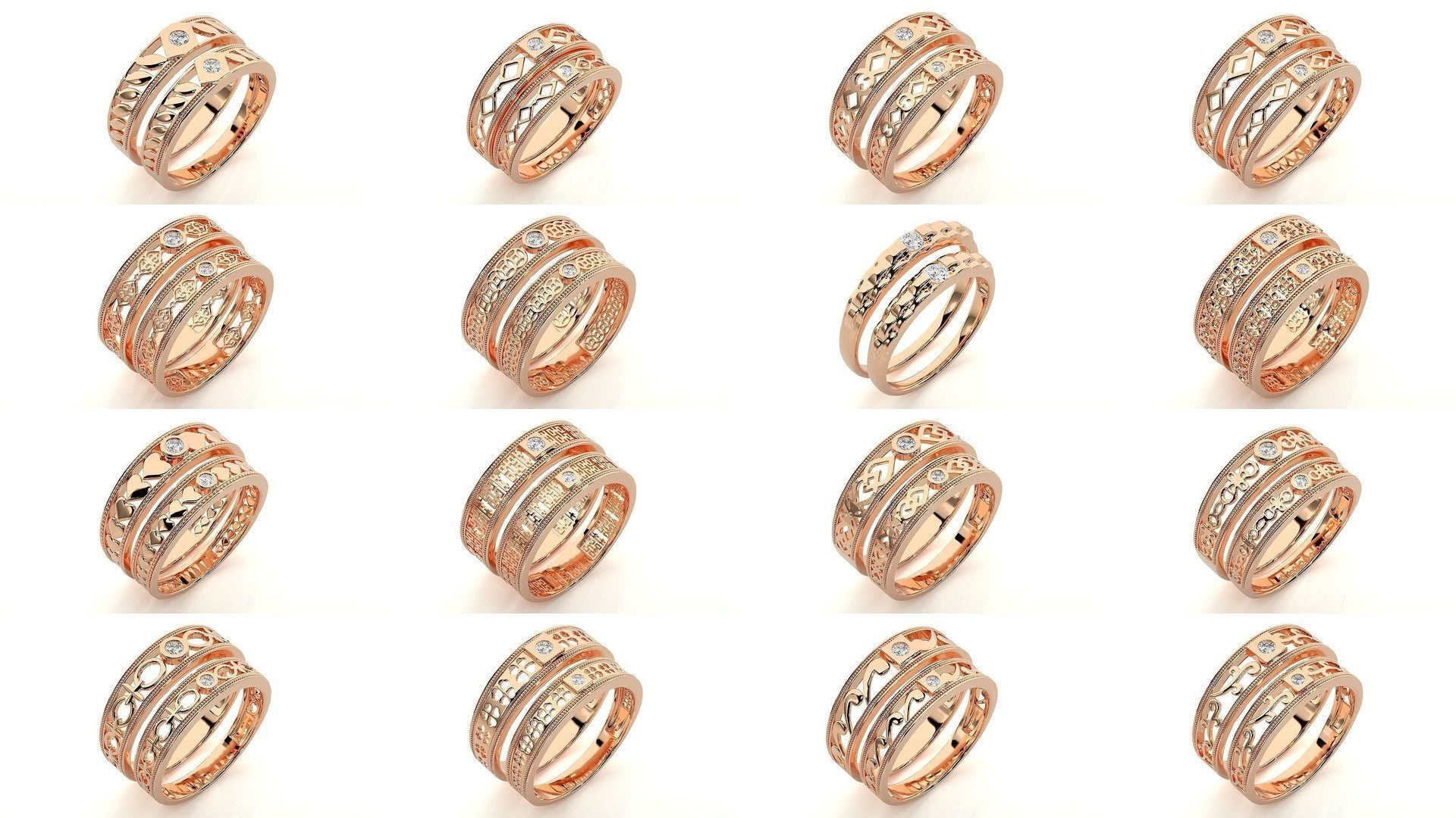 150 Solitaire Couple Bands Ring  3D Model Collection_3