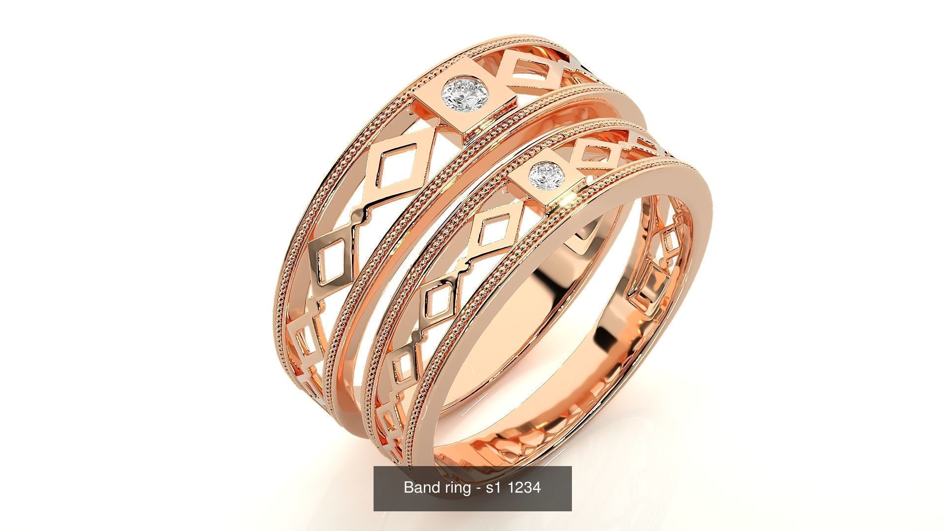 150 Solitaire Couple Bands Ring  3D Model Collection_115