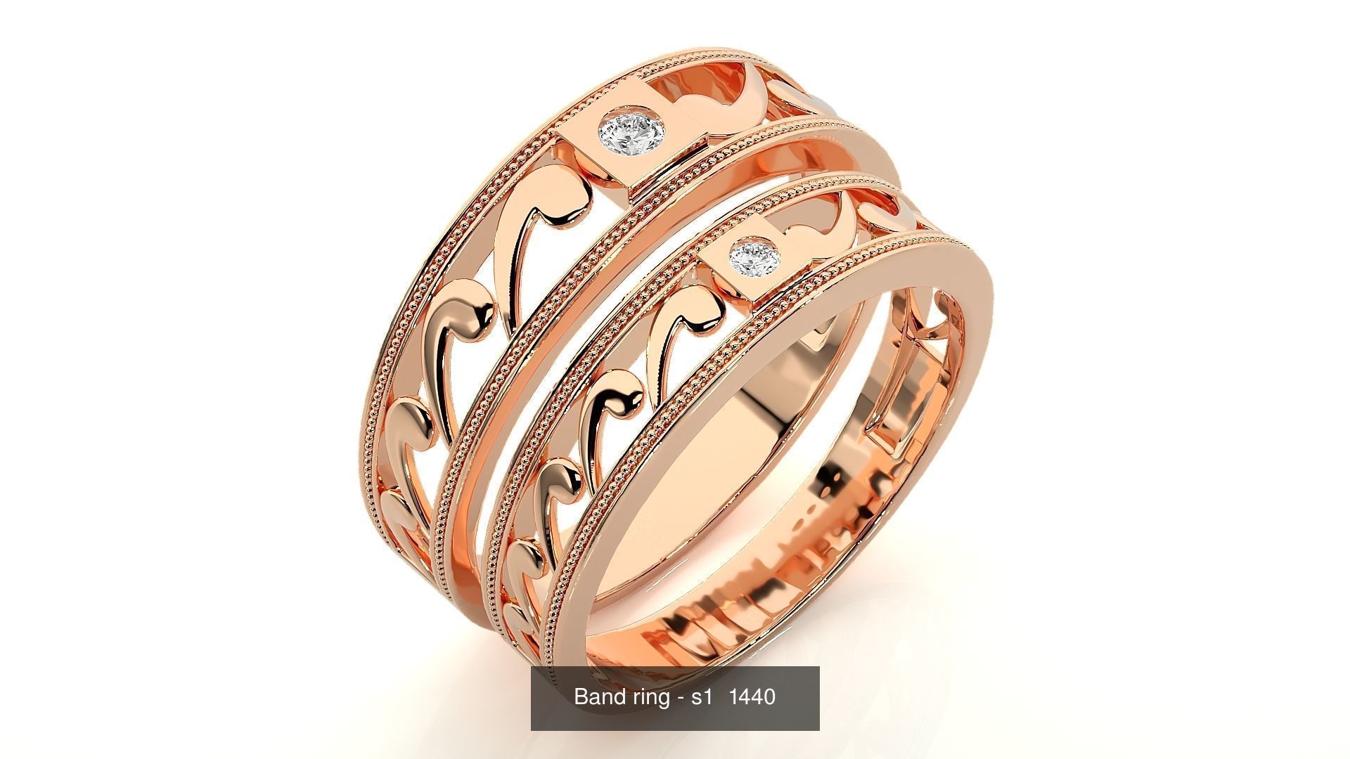 150 Solitaire Couple Bands Ring  3D Model Collection_108