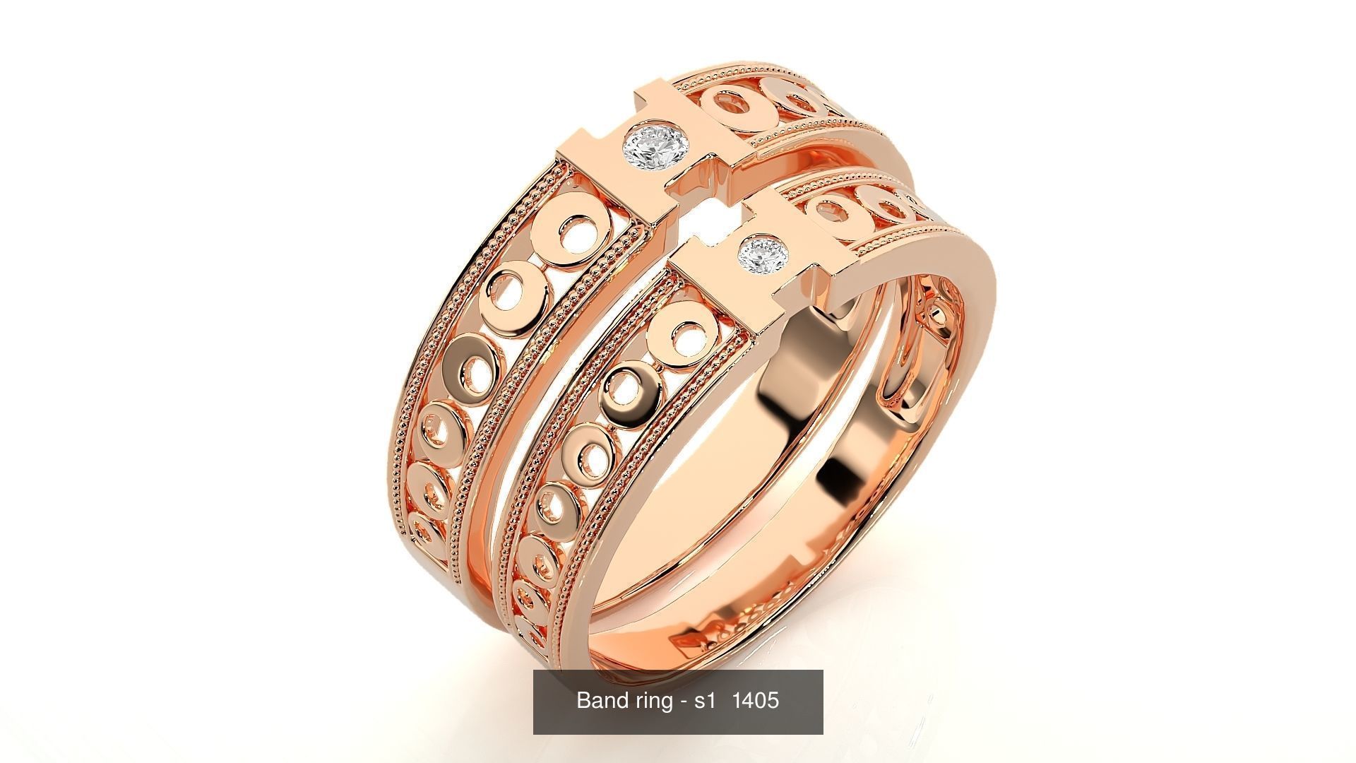 150 Solitaire Couple Bands Ring  3D Model Collection_114