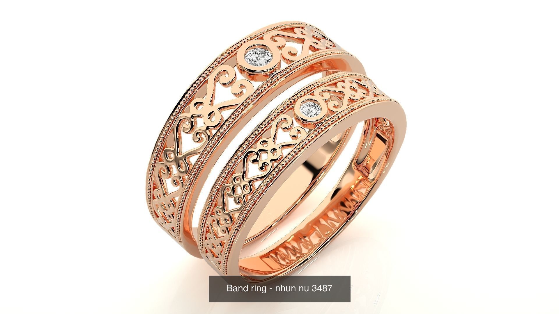 150 Solitaire Couple Bands Ring  3D Model Collection_130