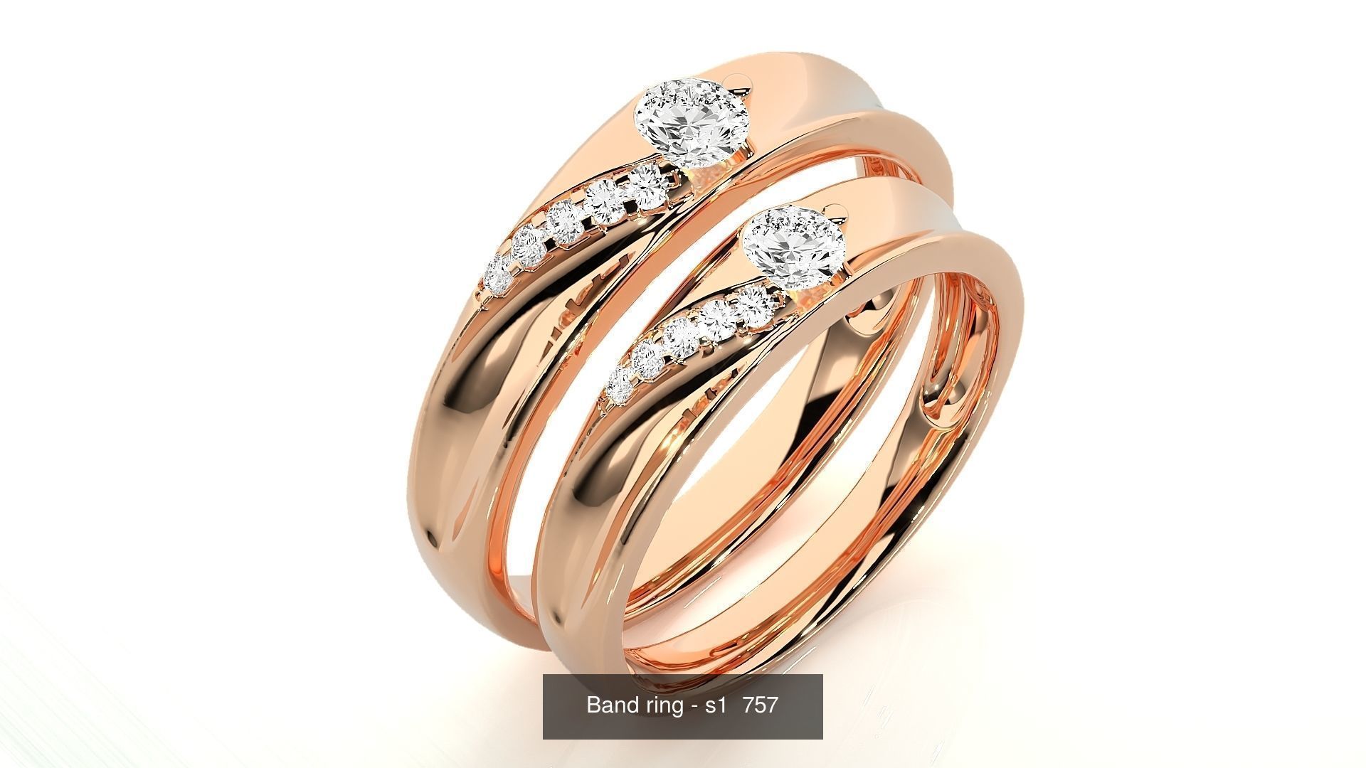 150 Solitaire Couple Bands Ring  3D Model Collection_100