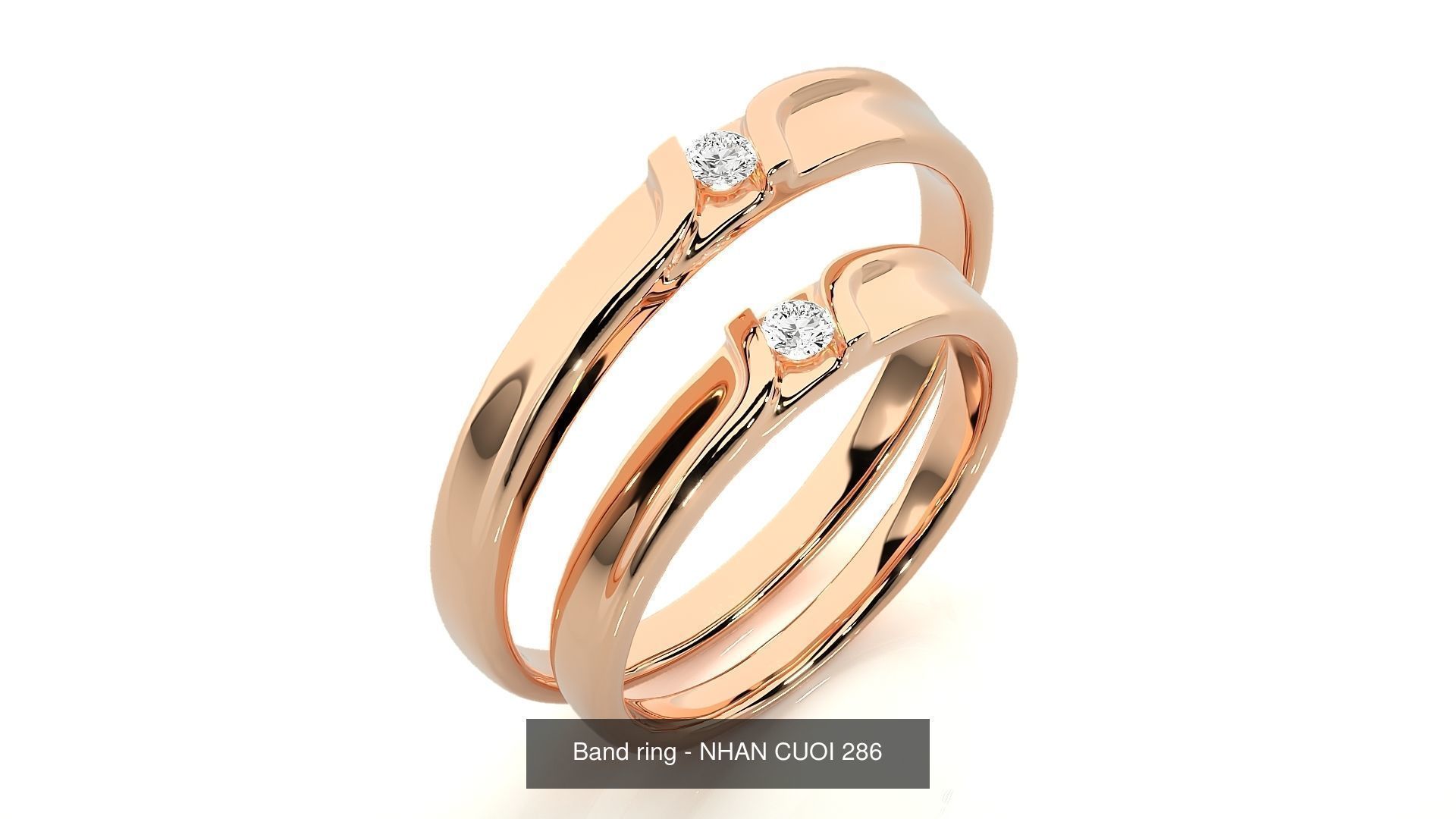 150 Solitaire Couple Bands Ring  3D Model Collection_21