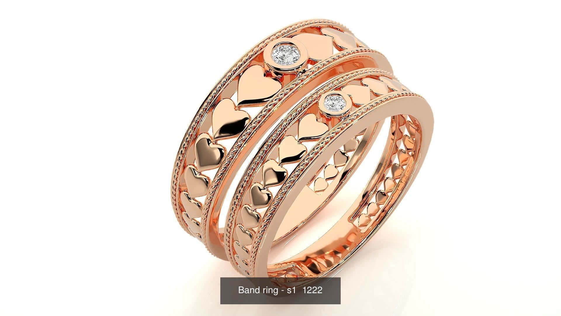 150 Solitaire Couple Bands Ring  3D Model Collection_117