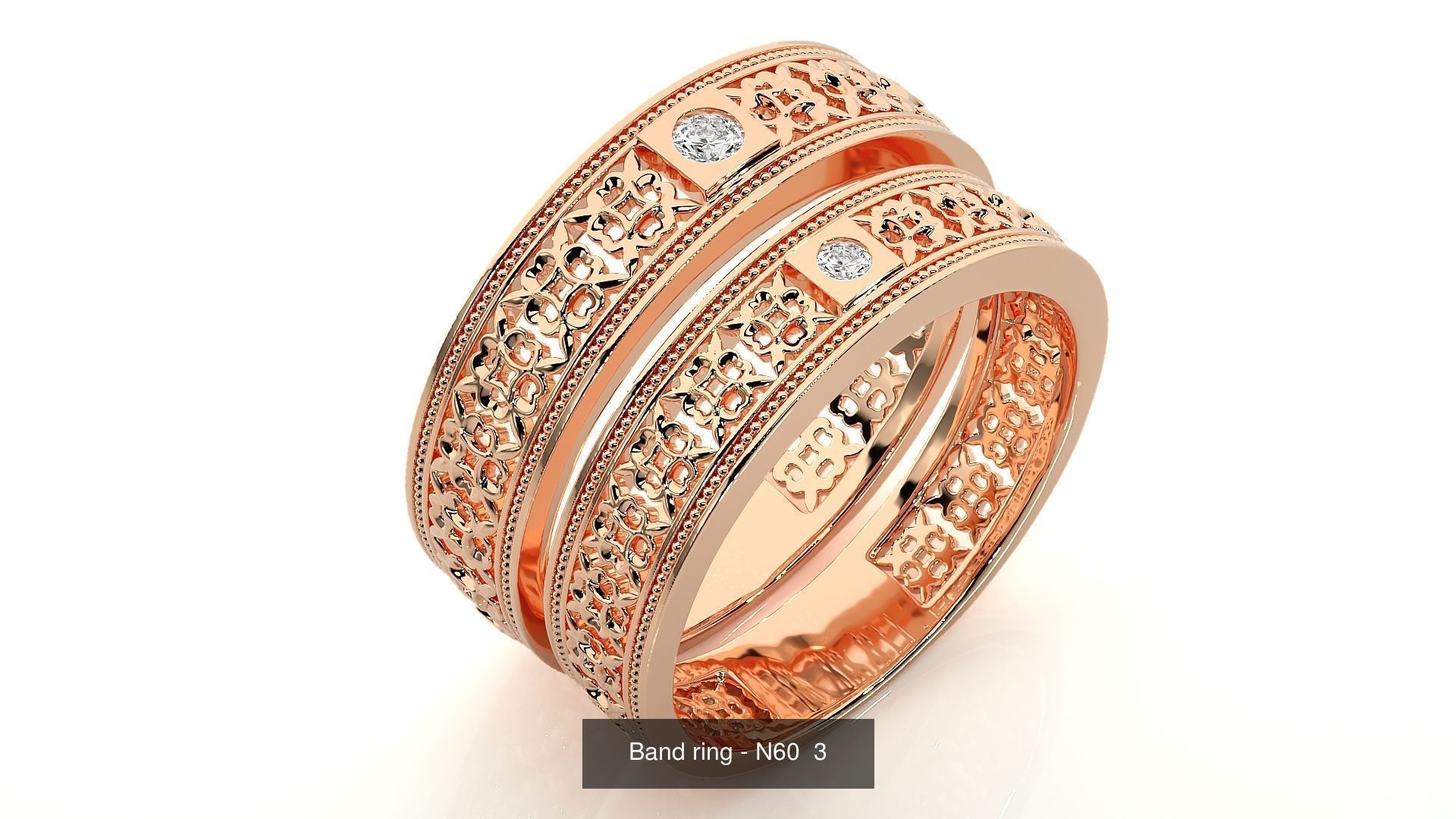 150 Solitaire Couple Bands Ring  3D Model Collection_58