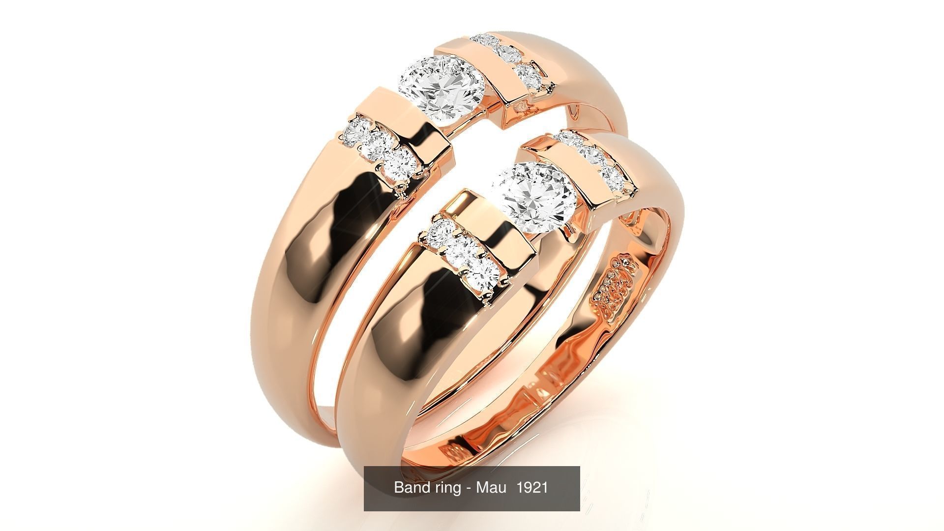 150 Solitaire Couple Bands Ring  3D Model Collection_95