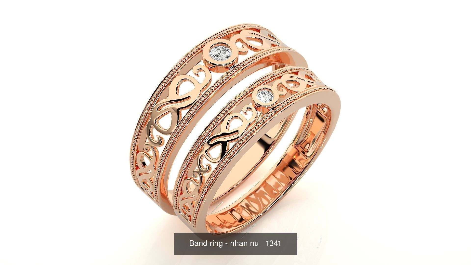 150 Solitaire Couple Bands Ring  3D Model Collection_147