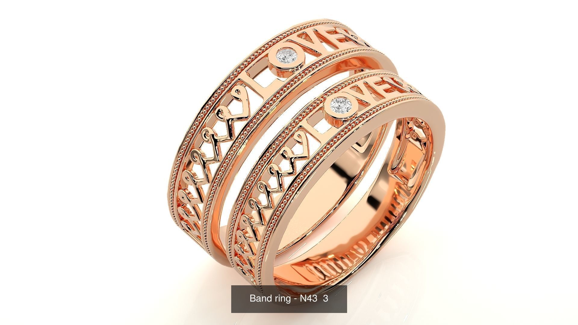150 Solitaire Couple Bands Ring  3D Model Collection_67