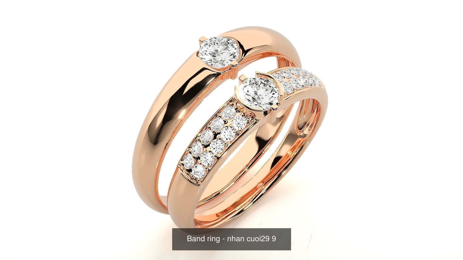 150 Solitaire Couple Bands Ring  3D Model Collection_154
