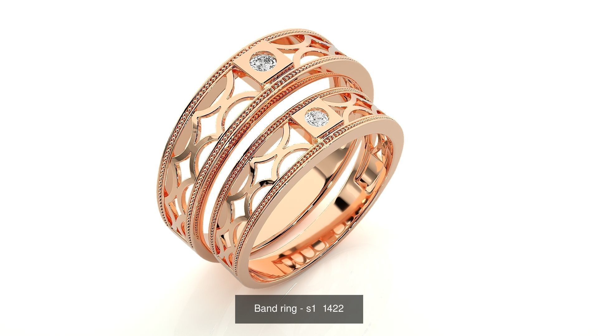 150 Solitaire Couple Bands Ring  3D Model Collection_111