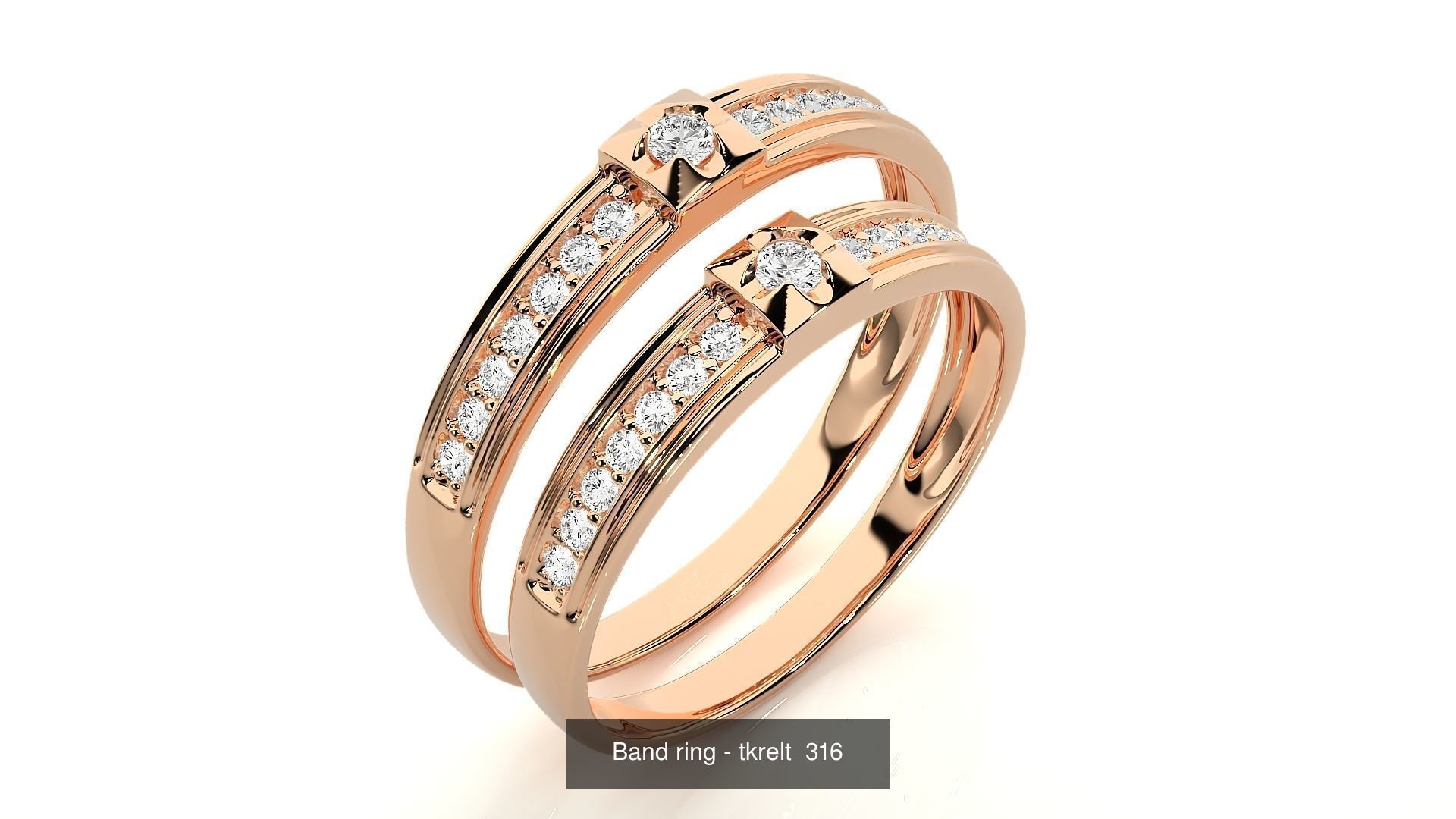 150 Solitaire Couple Bands Ring  3D Model Collection_165