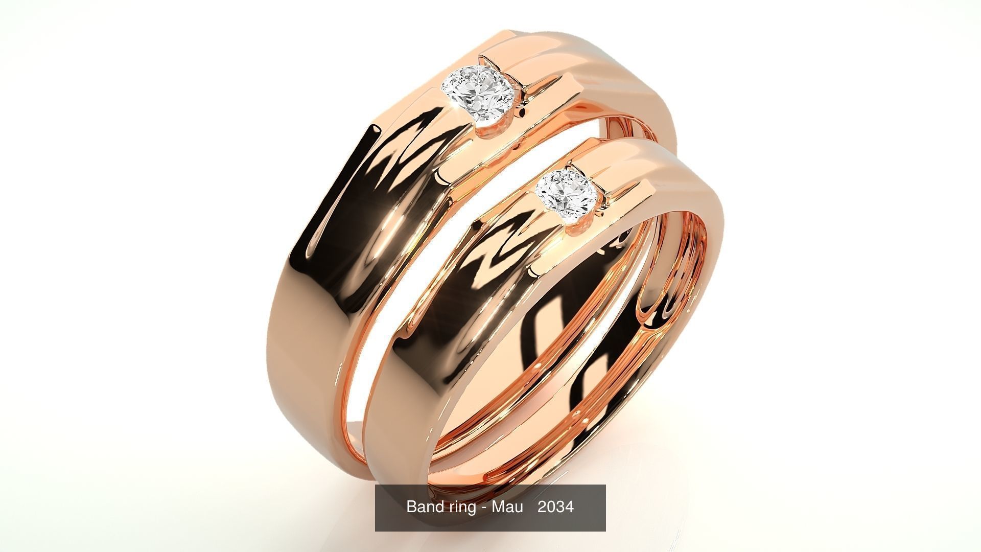 150 Solitaire Couple Bands Ring  3D Model Collection_91
