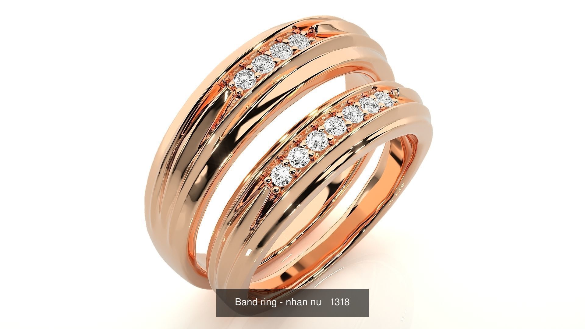 150 Solitaire Couple Bands Ring  3D Model Collection_151