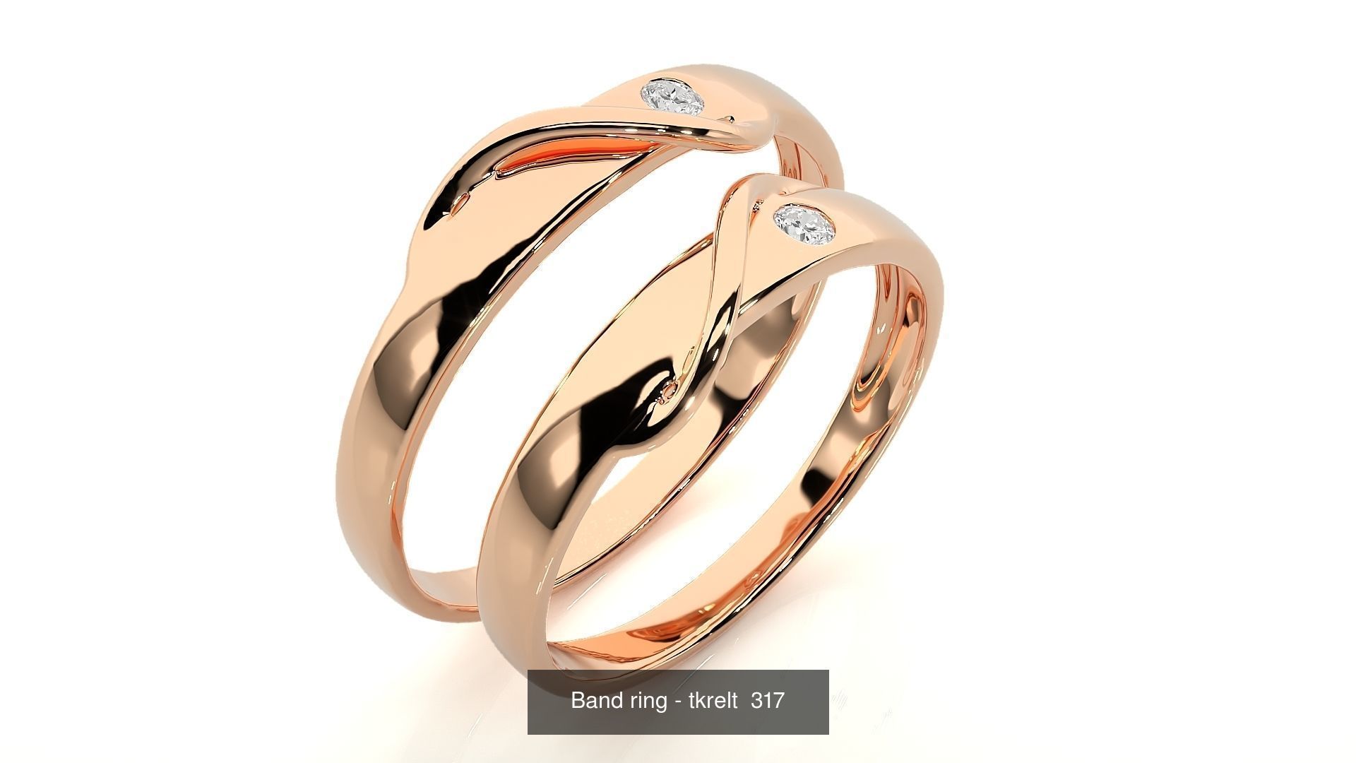 150 Solitaire Couple Bands Ring  3D Model Collection_164